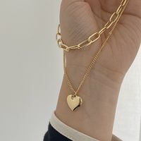 Collier Multicouche Pendentif Coeur Style Hip-hop main image 5