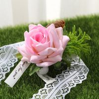 New Creative Wedding Bride And Groom Simulation Rose Flower Wrist Flower sku image 1