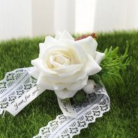 New Creative Wedding Bride And Groom Simulation Rose Flower Wrist Flower sku image 2