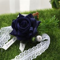 New Creative Wedding Bride And Groom Simulation Rose Flower Wrist Flower sku image 3