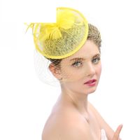 Fashion New Linen Yarn Bridal Hat Large Mesh Banquet Wedding Hat sku image 2