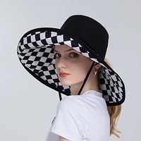 Double-sided Plaid Fisherman Hat Women's Spring And Summer Foldable Sunscreen Hat sku image 1