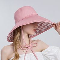 Double-sided Plaid Fisherman Hat Women's Spring And Summer Foldable Sunscreen Hat sku image 2