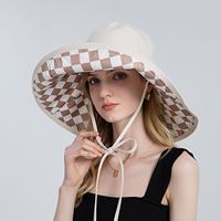 Double-sided Plaid Fisherman Hat Women's Spring And Summer Foldable Sunscreen Hat sku image 3