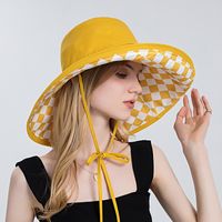Double-sided Plaid Fisherman Hat Women's Spring And Summer Foldable Sunscreen Hat sku image 4