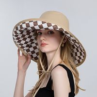 Double-sided Plaid Fisherman Hat Women's Spring And Summer Foldable Sunscreen Hat sku image 5