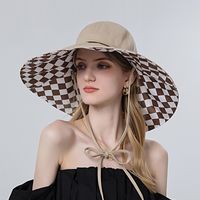 Summer Sun Protection Empty Top Lattice Fisherman Face-covering Big-brimmed Hat sku image 1
