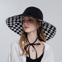 Summer Sun Protection Empty Top Lattice Fisherman Face-covering Big-brimmed Hat sku image 2