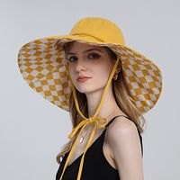 Summer Sun Protection Empty Top Lattice Fisherman Face-covering Big-brimmed Hat sku image 5