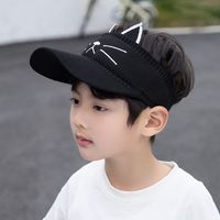 Children&#39;s Baseball Cap Spring And Summer Boys And Girls Empty Top Hat Cat Embroidery Cartoon Hat Baby Sunscreen Hat 1030 sku image 1
