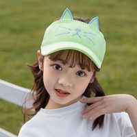 Children&#39;s Baseball Cap Spring And Summer Boys And Girls Empty Top Hat Cat Embroidery Cartoon Hat Baby Sunscreen Hat 1030 sku image 4