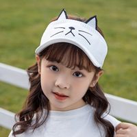 Children&#39;s Baseball Cap Spring And Summer Boys And Girls Empty Top Hat Cat Embroidery Cartoon Hat Baby Sunscreen Hat 1030 sku image 6