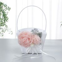 Western Wedding Supplies New Portable Simulation Flower Basket Decoration Ring Pillow Set sku image 2