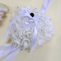 European Style Can Be Hung Foam Rose Wedding Heart-shaped Ring Pillow Ring Box sku image 1