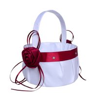 Western-style Wedding White Hand-held Flower Girl Flower Basket Wedding Supplies Set sku image 1