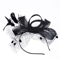 Fashion Bow Handmade Feather Headdress Retro Banquet Linen Hat sku image 2
