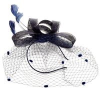 Fashion Bow Handmade Feather Headdress Retro Banquet Linen Hat sku image 6