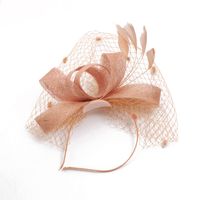 Fashion Bow Handmade Feather Headdress Retro Banquet Linen Hat sku image 7
