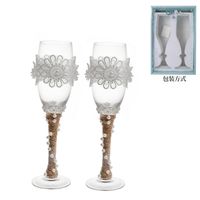 European-style Wedding Wine Glasses Bride And Groom Wedding Glass Goblets Set Banquet Champagne Glasses Party Wine Glasses sku image 1