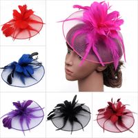 Fashion Women's Top Hat Linen Feather Banquet Wedding Hat sku image 1