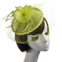 Spring And Summer Feather Bridal Wedding Mesh Linen Hat sku image 3