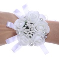 New White Simulation Wedding Bride Wrist Flower Wedding Supplies Wholesale sku image 3