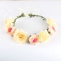 Europe And The United States Cross-border New Headwear Bohemian Beach Rose Flower Headband Bride Bridesmaid Garland Hairband Wholesale sku image 1