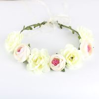 Europe And The United States Cross-border New Headwear Bohemian Beach Rose Flower Headband Bride Bridesmaid Garland Hairband Wholesale sku image 2