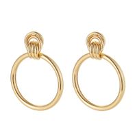 Fashion Circle Metal Interlocking Gold-plated Large Geometric Earrings Women sku image 1