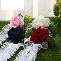 New Creative Wedding Bride And Groom Simulation Rose Flower Wrist Flower main image 3