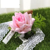 Nouvelle Simulation De Mariage Créatif Mariée Et Le Marié Rose Fleur Poignet Fleur main image 4