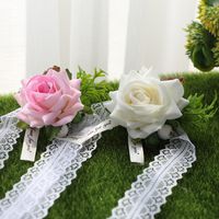 New Creative Wedding Bride And Groom Simulation Rose Flower Wrist Flower main image 5