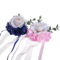 New Creative Wedding Bride And Groom Simulation Rose Flower Wrist Flower main image 6