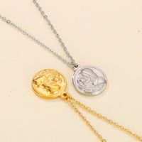 Retro Style Stainless Steel Round Pendant Mother's Day Necklace main image 3