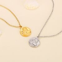 Retro Style Stainless Steel Round Pendant Mother's Day Necklace main image 4
