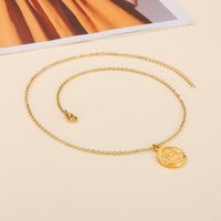 Retro Style Stainless Steel Round Pendant Mother's Day Necklace main image 5