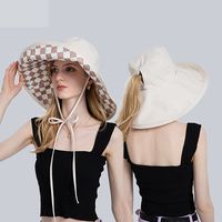 Double-sided Plaid Fisherman Hat Women's Spring And Summer Foldable Sunscreen Hat main image 1