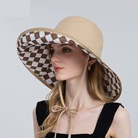 Double-sided Plaid Fisherman Hat Women's Spring And Summer Foldable Sunscreen Hat main image 3