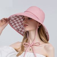 Double-sided Plaid Fisherman Hat Women's Spring And Summer Foldable Sunscreen Hat main image 4