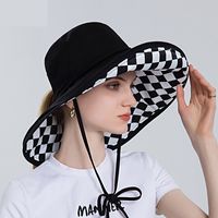 Double-sided Plaid Fisherman Hat Women's Spring And Summer Foldable Sunscreen Hat main image 5