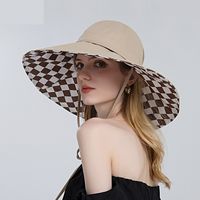 Summer Sun Protection Empty Top Lattice Fisherman Face-covering Big-brimmed Hat main image 3