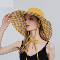 Summer Sun Protection Empty Top Lattice Fisherman Face-covering Big-brimmed Hat main image 4