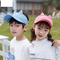 Children&#39;s Baseball Cap Spring And Summer Boys And Girls Empty Top Hat Cat Embroidery Cartoon Hat Baby Sunscreen Hat 1030 main image 1