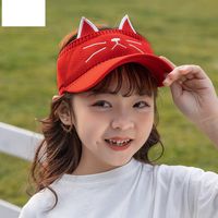 Children&#39;s Baseball Cap Spring And Summer Boys And Girls Empty Top Hat Cat Embroidery Cartoon Hat Baby Sunscreen Hat 1030 main image 3