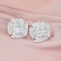 Korean Style Rhinestone Diamond Stud Earrings sku image 1