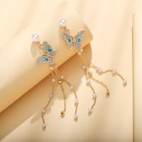 Fashion Enamel Color Butterfly Tassel Alloy Earrings main image 6