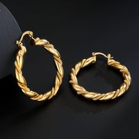 Fashion Copper Plated 18k Gold Round Geometric Earrings main image 3