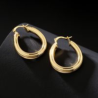 Fashion Copper Plated 18k Gold Round Geometric Earrings Women main image 3