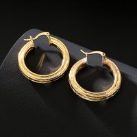 Fashion Pattern Round Geometric Copper Plated 18k Gold Earrings main image 3