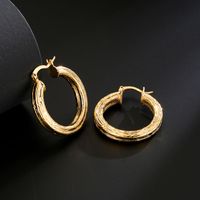 Fashion Pattern Round Geometric Copper Plated 18k Gold Earrings main image 4